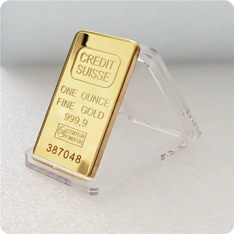 Réplica de 24ct chapados en oro de crédito de barra de lingote suiza de barra de lingote arte moderno moneda conmemorativa recoger
