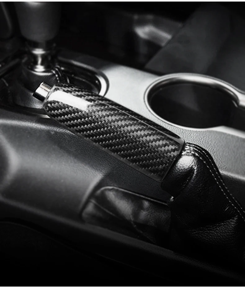 Carbon Fiber Hand Brake Cover Car Gear Head Shift Knob Cover Handbrake Grip Car Hand Brake Case For Ford Mustang