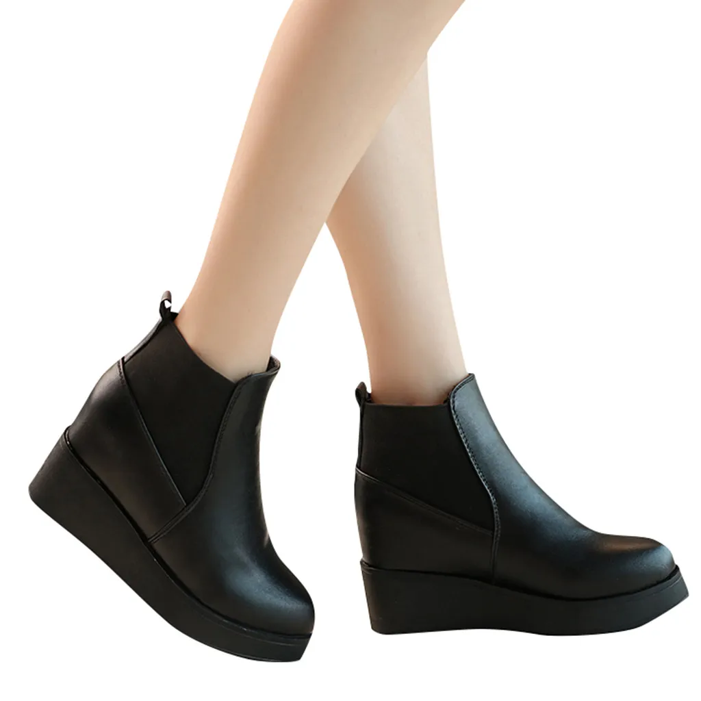 Женские ботинки модные на толстой подошве увеличивающие рост тонкие Женская
