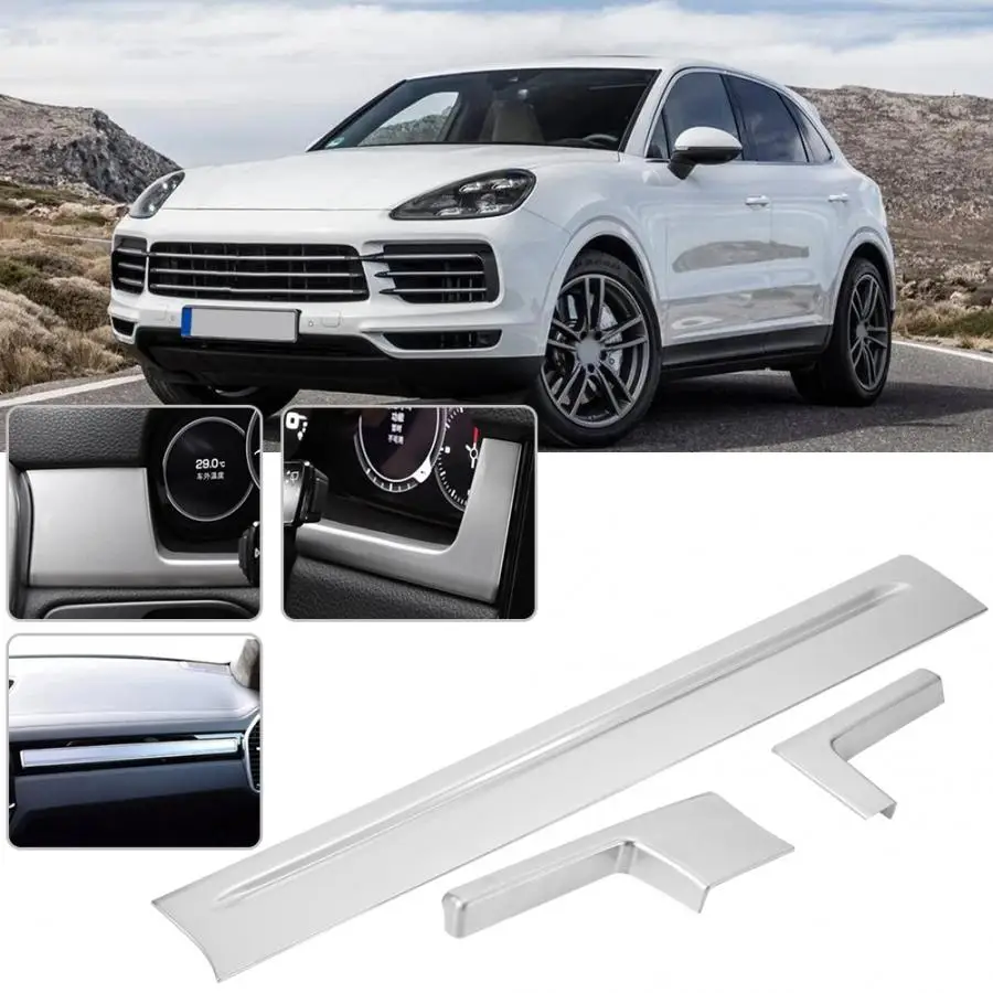 3 шт. автомобиль ABS хром центральная консоль для салона панель Крышка отделка Подходит для Porsche Cayenne Тюнинг машины с левым рулем аксессуары