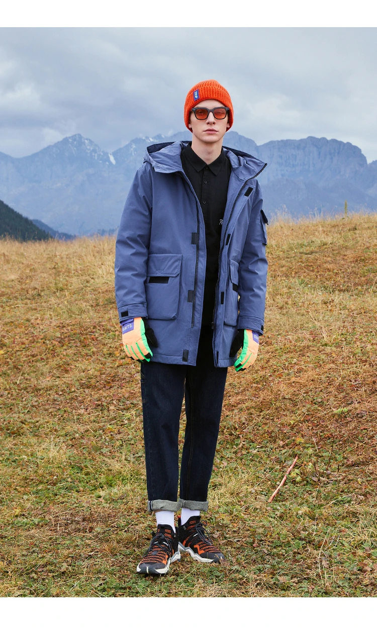 Пионерский лагерь, зимняя мужская длинная пуховая куртка, толстый пуховик с капюшоном, повседневные теплые пальто с карманами для мужчин, AYR901561