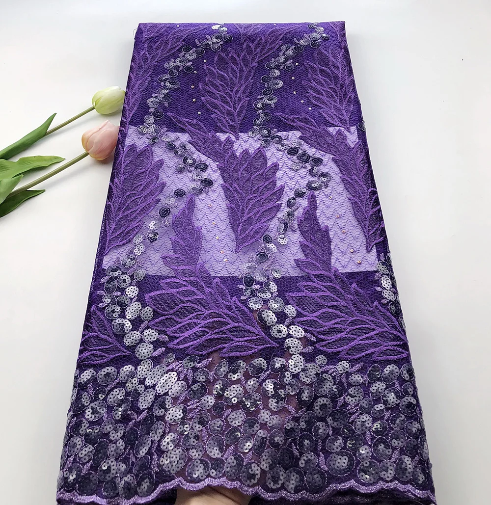 

French Nigerian sequins 2019 African net tulle mesh voile lace fabric high quality for party wedding dress 5yards/lot