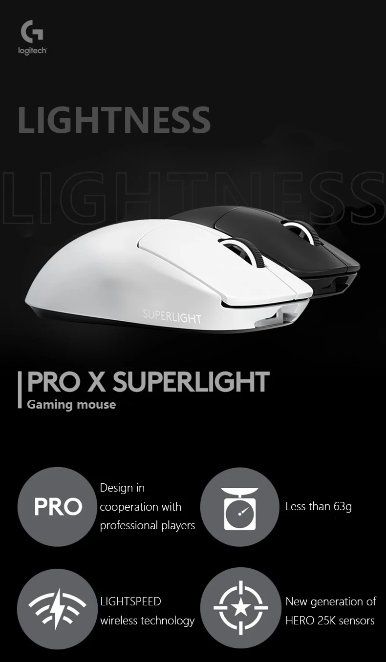 Logitech G Pro X Superlight Wireless Gaming Mouse Ultra Lightweight 100 25 600 Dpi 5 Programmable Buttons Compatible With Pc Mac Mouse Aliexpress