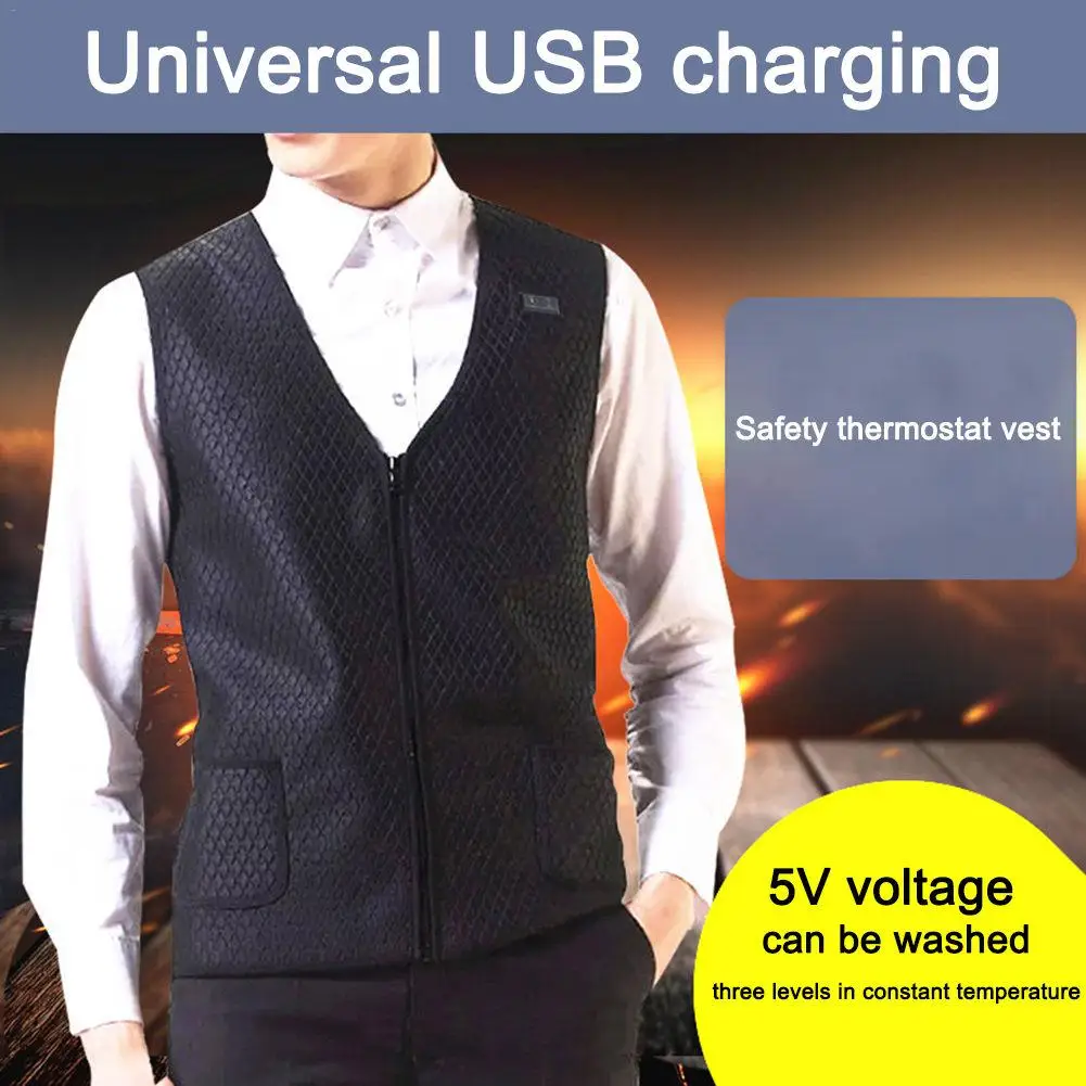Открытый Электрический нагревательный жилет Регулируемый usb зарядка Зима с подогревом тепловая одежда жилет для кемпинга Пешие прогулки Гольф