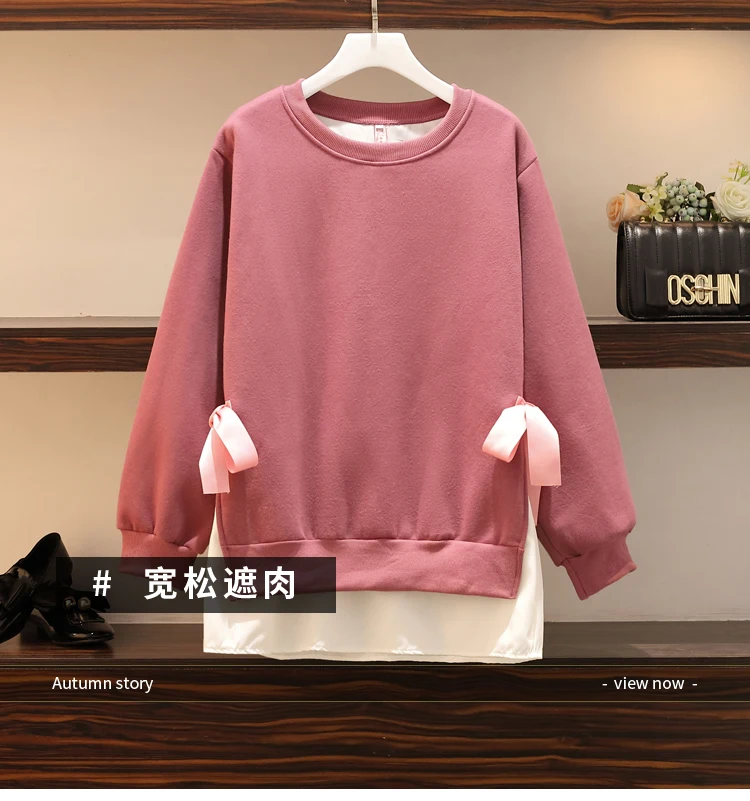 4xl размера плюс, уличная одежда, sudaderas mujer, женская одежда больших размеров, толстовка, имитация двух частей, свободная флисовая женская одежда A5845