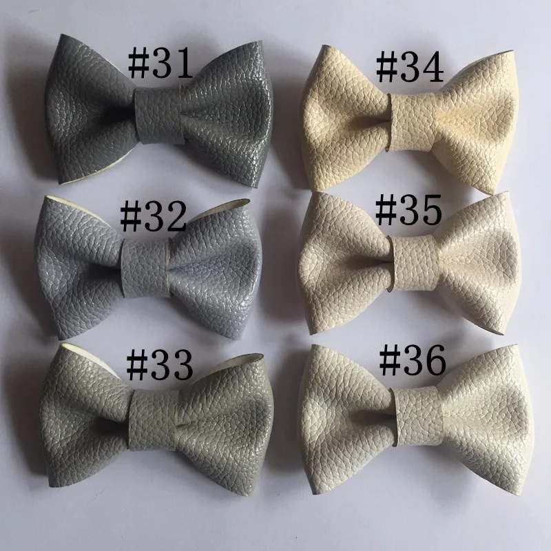 31-36 5 шт./лот, 47(Европа) цвета ручной работы; головные уборы с бантом Для женщин девочек кожаный бант заколка для волос на голову орнамент прекрасные аксессуары для волос галстук - Цвет: 31-36