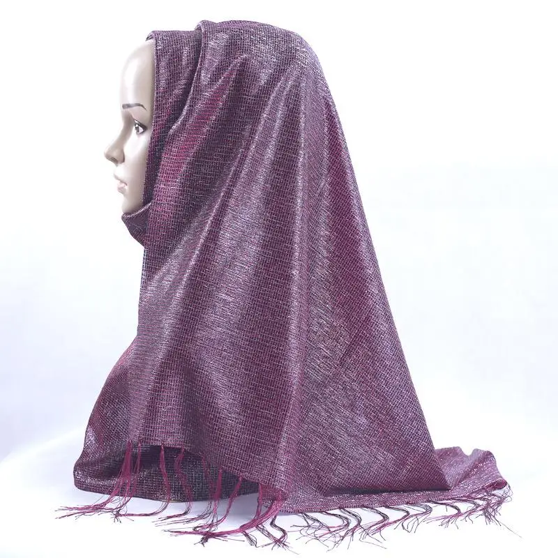 Национальный Для женщин однотонные женские Hijab шарф Мусульманский Кашемир Пончо с кисточками боа из тонкой прозрачной ткани Мантилья муфельная печь элегантные шали шарфы палантины - Цвет: Style E