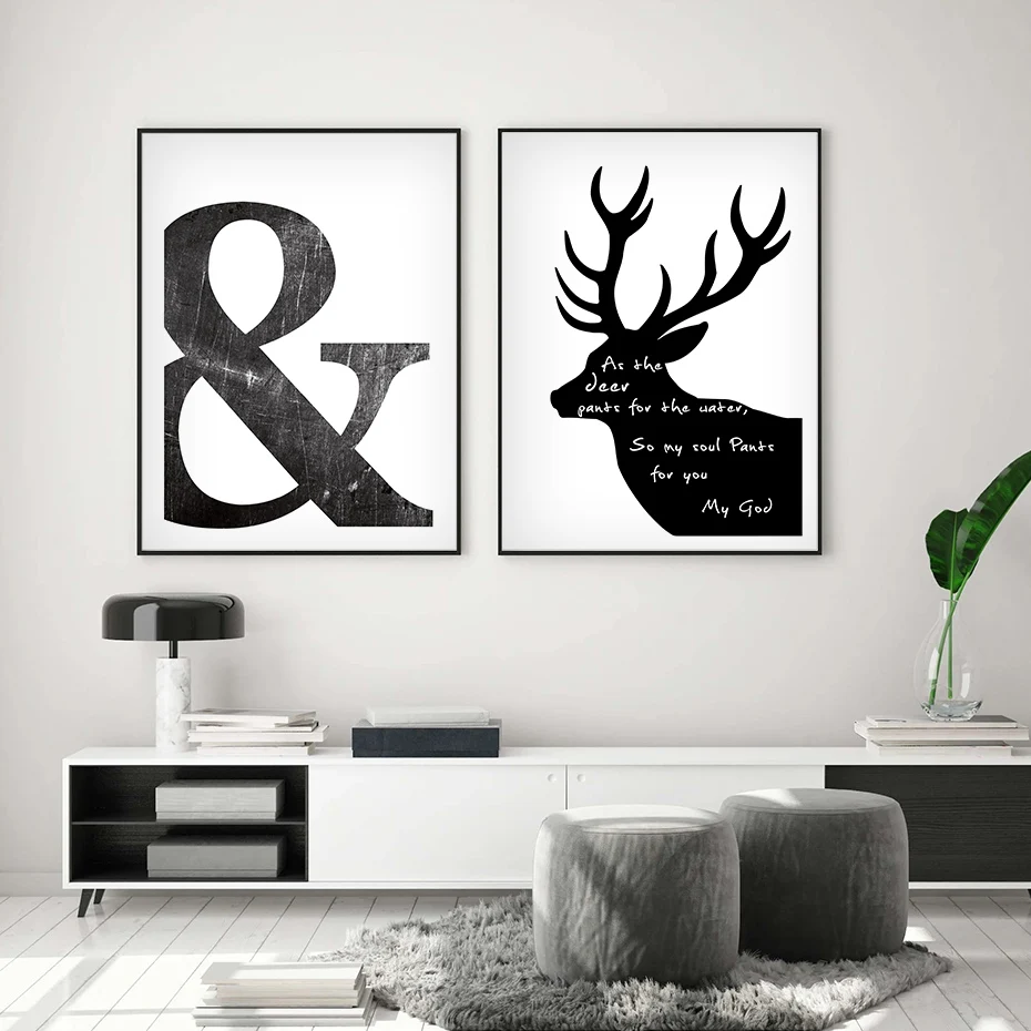 Nordic Abstract Canvas Paintings Scandinavia Deer Love Symbol Wall Art Pictures Poster Print Gallery for Living Room Home Decor