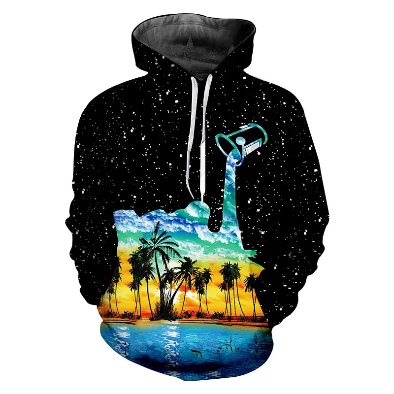 

Unisex Realistic 3D Print Galaxy Pullover Hoodie Funny Rapper Hooded Sweatshirts Pockets for Teen Jumpers Custom Big Size S-6XL