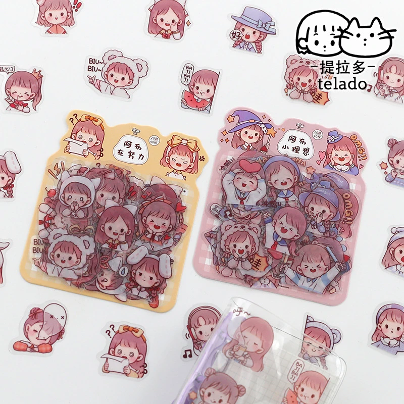 40 Pcs Set Telado Original Kawaii Abu Girls Pet Stickers Scrapbooking Diy Diary Stationery Sticker Pack Deco Art Assorted Stickers Aliexpress