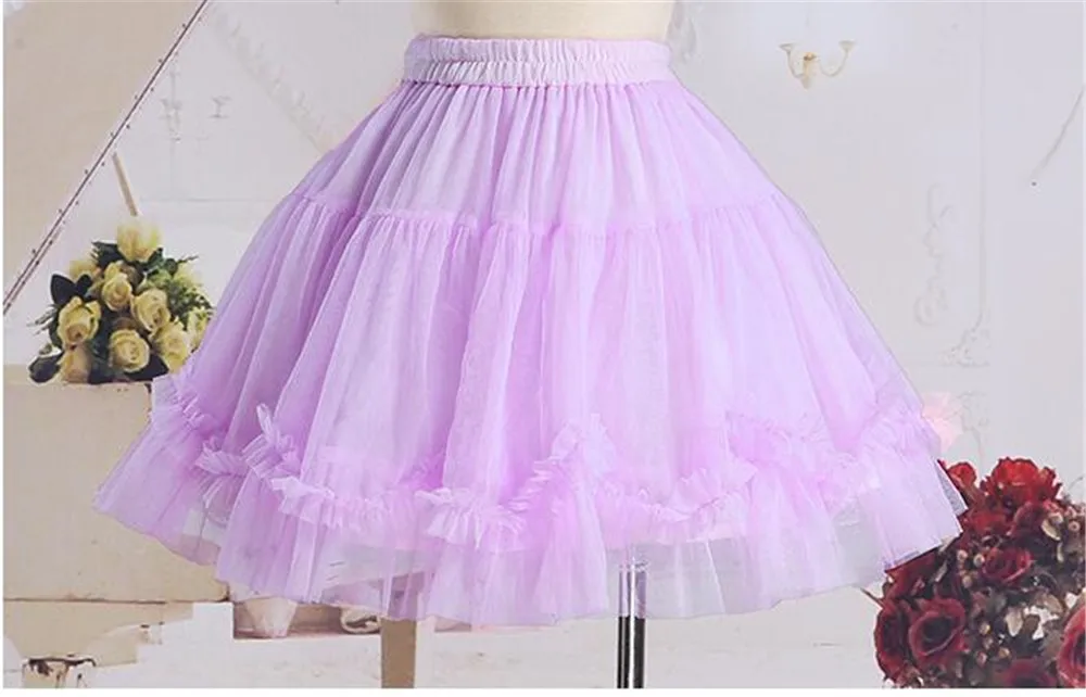 light purple Милая пышная мини-юбка с эластичной резинкой на талии, пачка с оборками, юбка-американка, B359 - Цвет: light purple