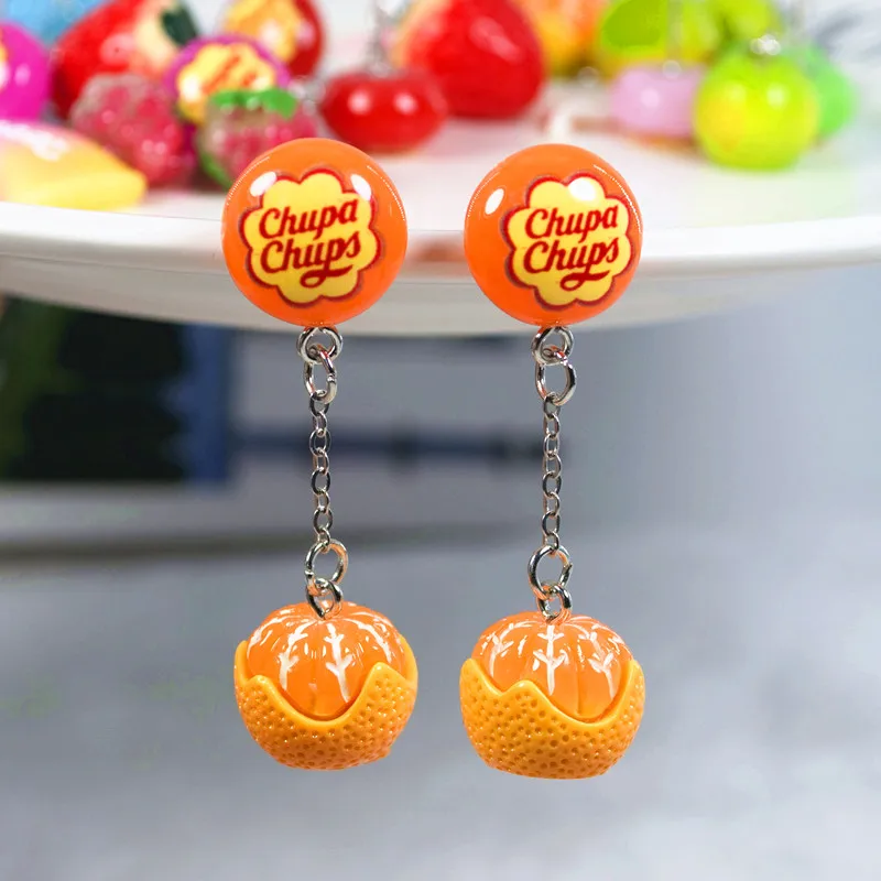 1Pair Stud Earring Multicolours Resin Candy Charms With Sweet Fruit Fashion Jewelry Gift