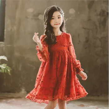 

Boutique dress girls 2019 Autumn winter kids party dresses embroidery flowers children Wedding dress