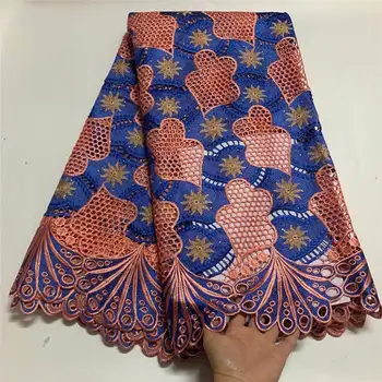 

2020 Newest High Quality Stone Nigerian Net Laces Material African Guipure Cord Soluble Lace Fabric For Wedding dress TG5-84