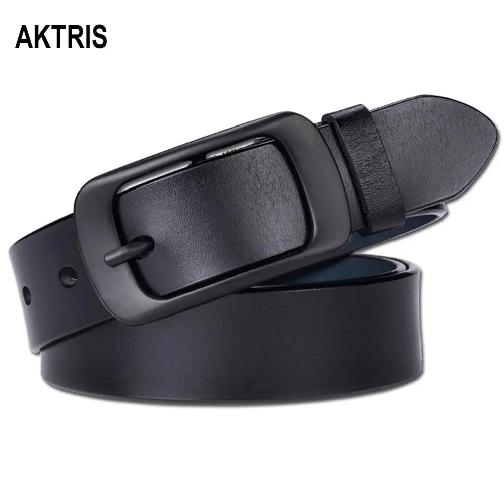 AKTRIS, женский ремень, простой, черный, с металлической пряжкой, натуральная кожа, настоящая воловья кожа, ремни для женщин, для отдыха, декоративные джинсы, FCO068