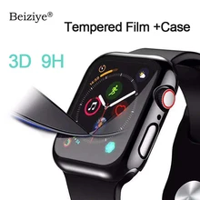 Закаленное стекло+ чехол для Apple Watch 38 мм 42 мм 40 мм 44 мм серия 4 5 полное покрытие изогнутые края рамка Защита экрана для iWatch