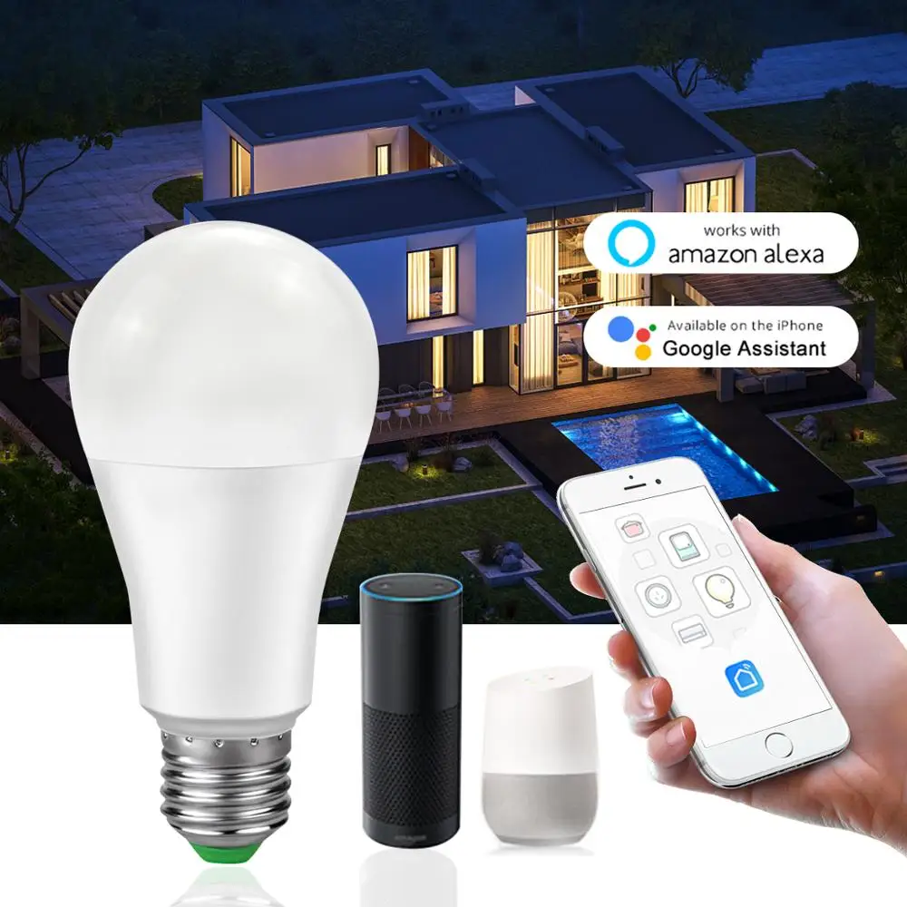 E27 15 Вт диммируемая Светодиодная лампа смарт с Wi Fi Alexa Google Assistant Голосовое
