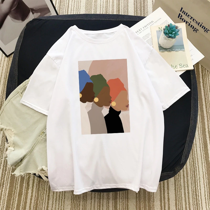 

Women T-shirt Vintage Style Summer Harajuku Ins Feminist Cartoon Fashion Print Streetwear Loose Tops Casual Female T-shirts