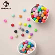 Let's Make – anneau de dentition en Silicone, 12MM, perles rondes, ensemble mixte, sans BPA, soins buccaux, qualité alimentaire, DIY, sucette, chaîne, accessoires 