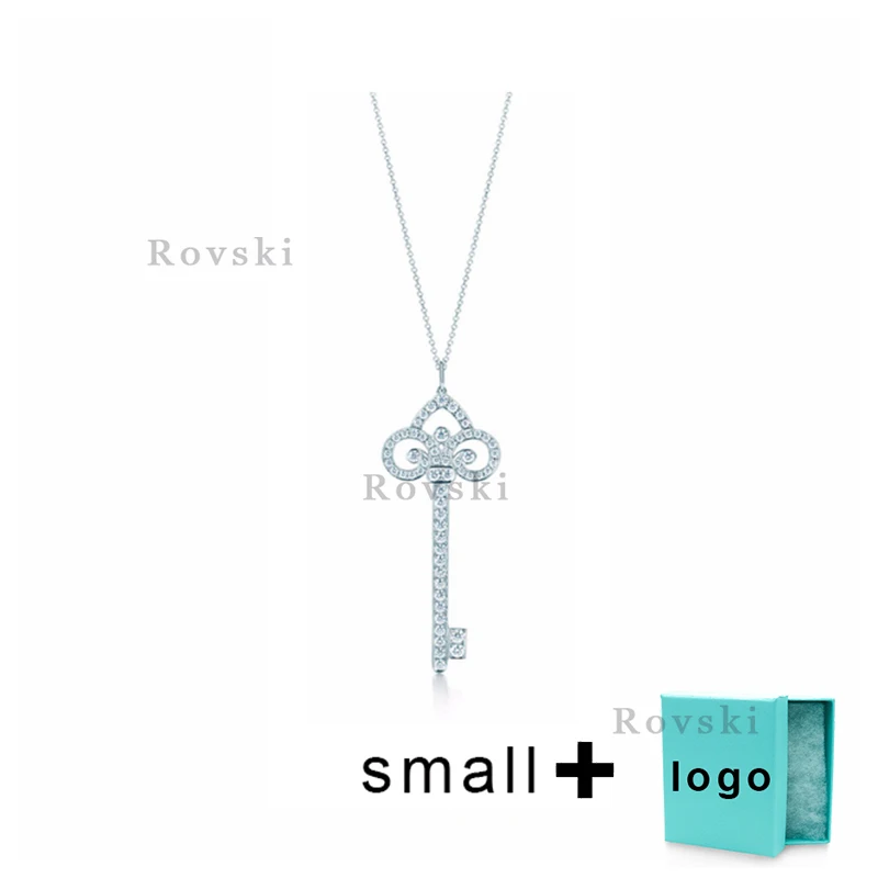 

XL TFX TTFF Rllen Sterling Silver Small Key Necklace Sweater Chain Suitable for Women's Party Jewelry Wholesale Free Delivery.