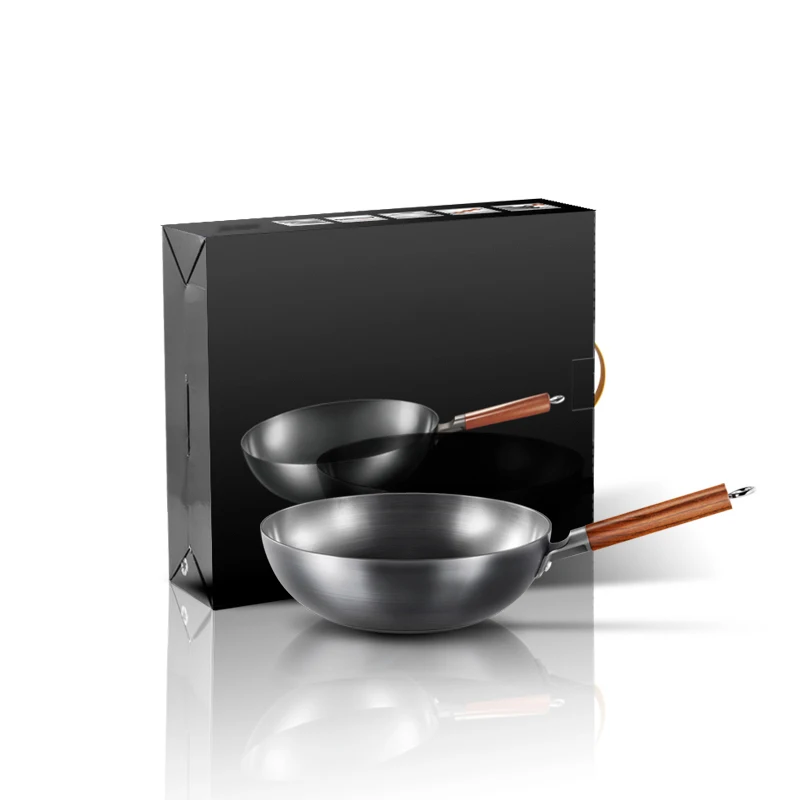 High Quality Chinese Iron Wok Traditional Handmade Iron Wok Non-stick Pan Non-coating Induction and Gas Cooker Cookware - Цвет: 32cm