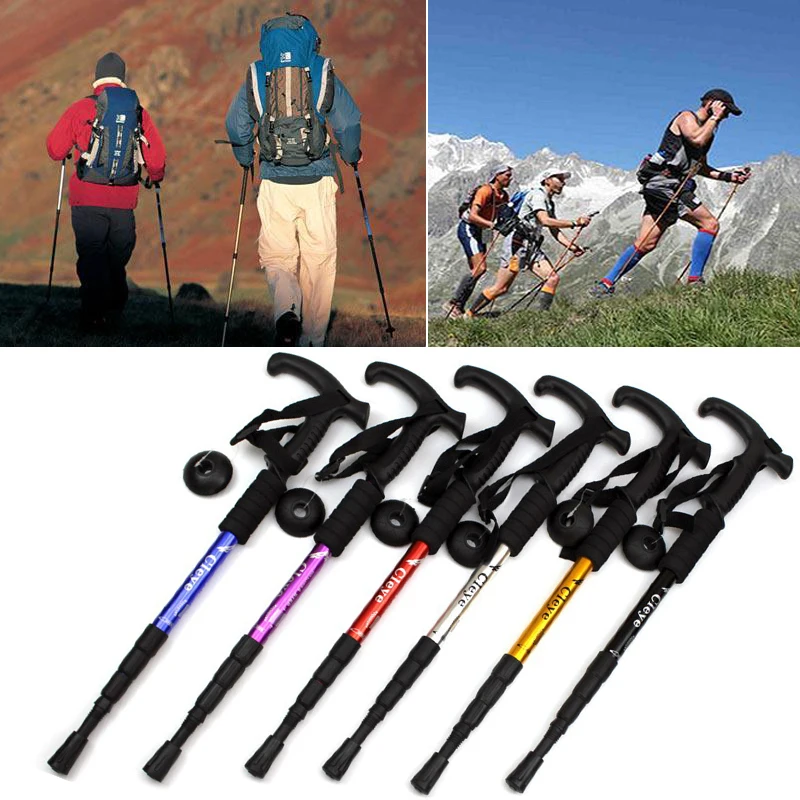 Hiking Trekking Antishock Cane Ultralight Aluminum Walking Sticks Extendable Anti-Shock Poles Retractable Non-Slip - Цена: 625,39 руб.