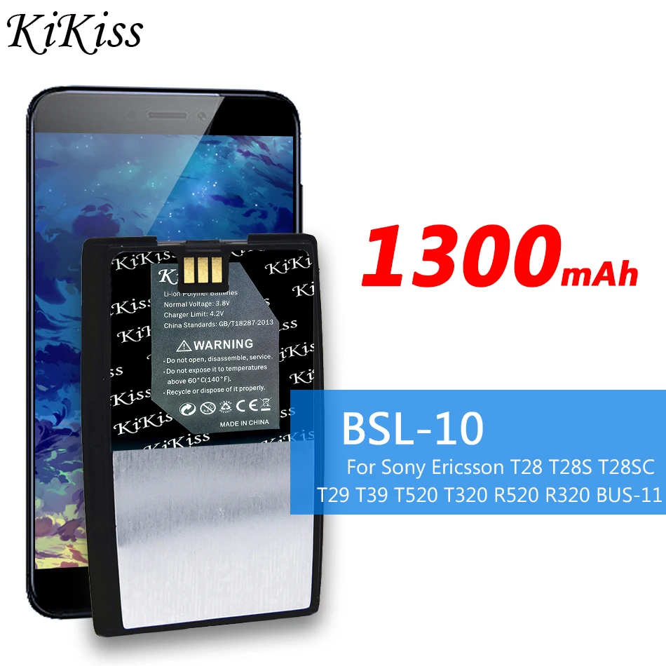 Batteria Kikiss Bsl10 Bsl-10 1300Mah Per Sony Ericsson T28 T28S T28Sc T29 T39 T520 T320 R520 R320 Bus-11 Batterie Ad Alta Capacità