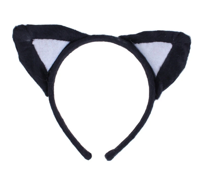 White cat head Животное ухо оголовье Плюшевые Свинья мышь тигр собака косплей повязки для волос Головные уборы карнавал Дети День рождения Хэллоуин Рождество подарок - Цвет: White cat head