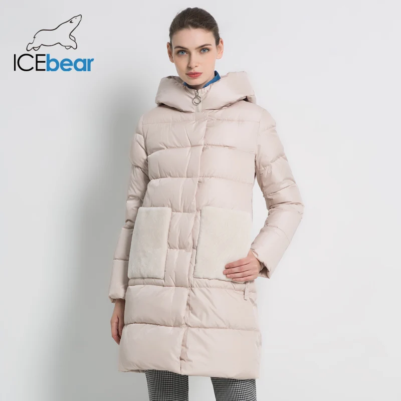 ICEbear 2019 Новая зимняя женская куртка Модная высококачественная с капюшоном