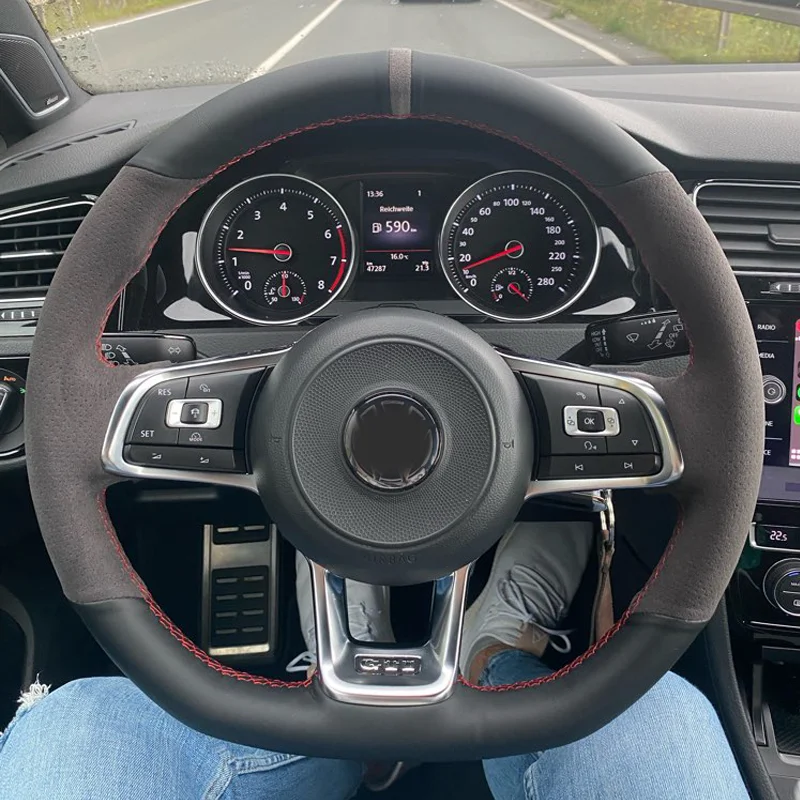 WCaRFun черная замшевая искусственная кожа для Volkswagen VW Golf R MK7 7 GTI Polo Scirocco 2015 2016 |