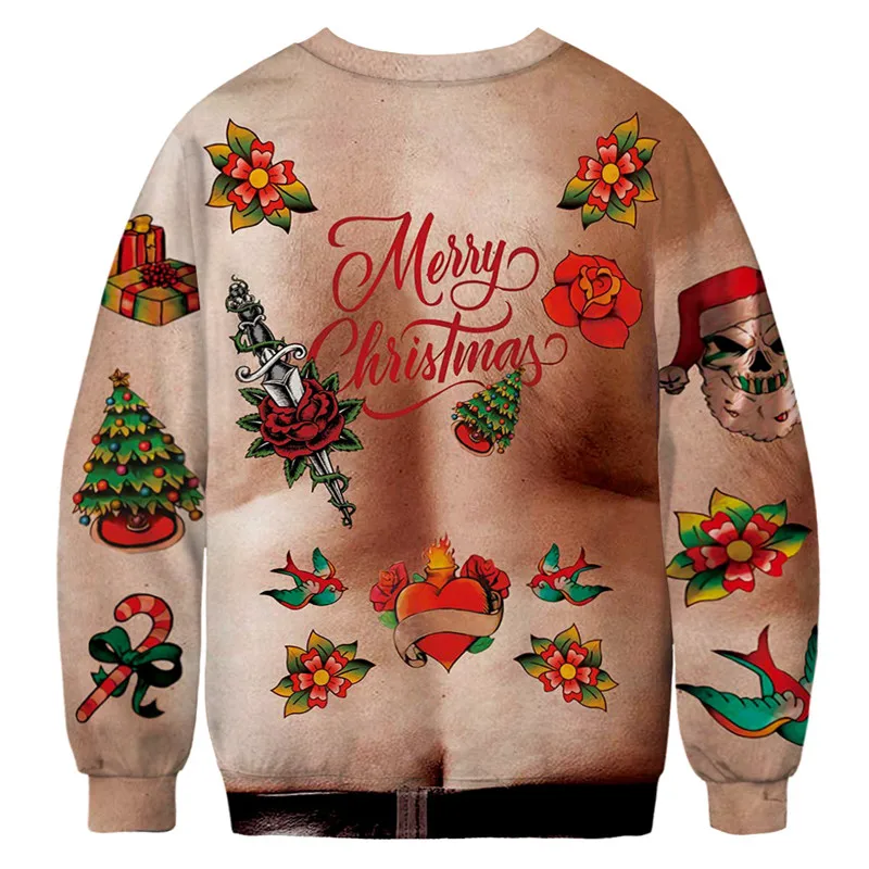 Унисекс Уродливый Рождественский свитер с 3D забавным принтом, пуловер, одежда для женщин и мужчин, осенне-зимние свитера, джемперы, топы XXL