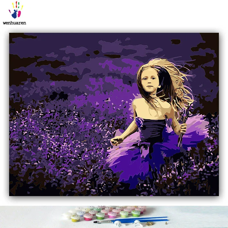 DIY картинки для раскраски по номерам с цветами маленькая девочка цветком