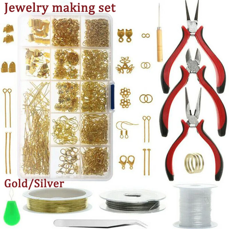 

Jewelry Making Tool Set Pliers Getting Started Tool Necklace Ring Repair 15 Grid Jewelry Accessories DIY Kit for Girl Women