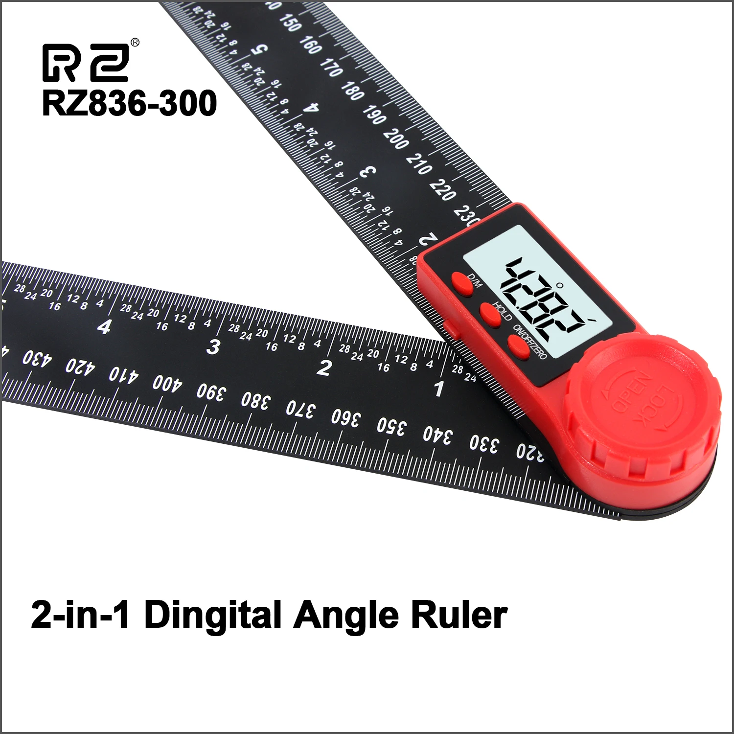 Rz Digital Goniometro Angolo Righello Gamma 0-200Mm 8 Pollici Angolo Finder Meter Plastica 360 Gradi Goniometro Rilevatore Inclinometro