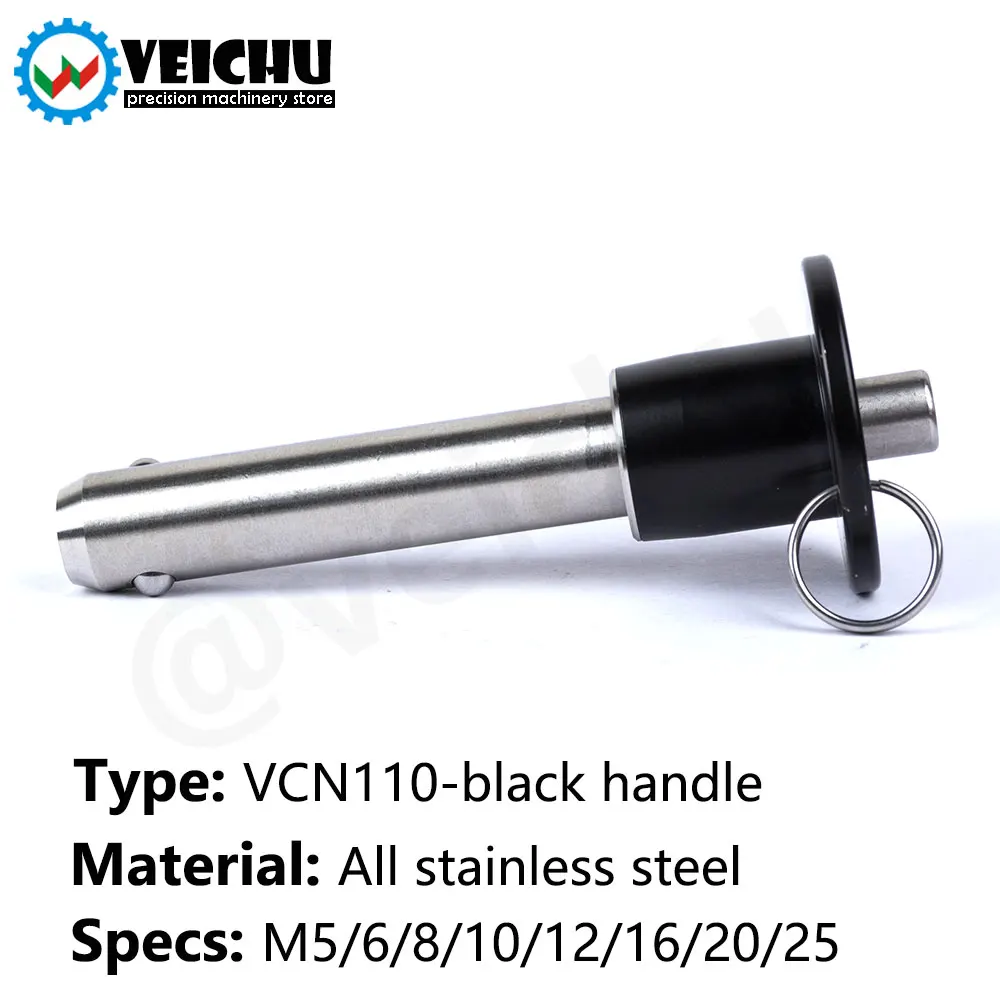 VCN110 1pcs Stainless Steel Slot Pins Self-Lock Ball Lock Pins Quick Release Spring Dowel Pin With Button Handle