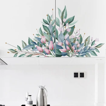 

Fresh Realistic Plants Flowers Wall Stickers Door Bedroom Entrance Wall Decorations Pastoral Leaf Stickers·