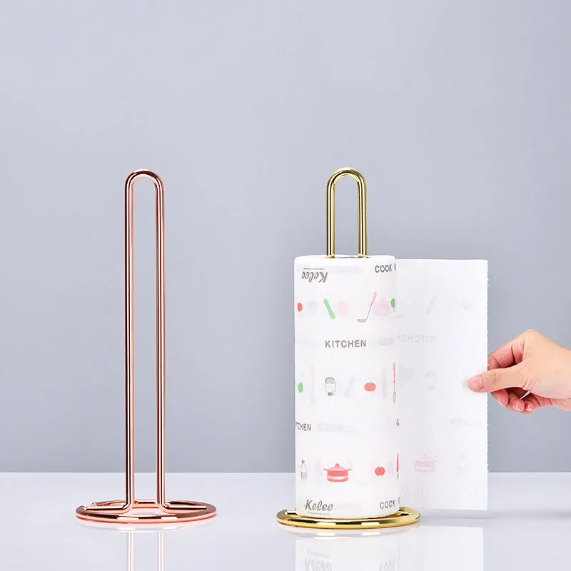 

European Wrought Iron Paper Towel Rack Home Bathroom Storage Rack Kitchen Vertical Roll Paper Towel Rack Dining Table Decoration