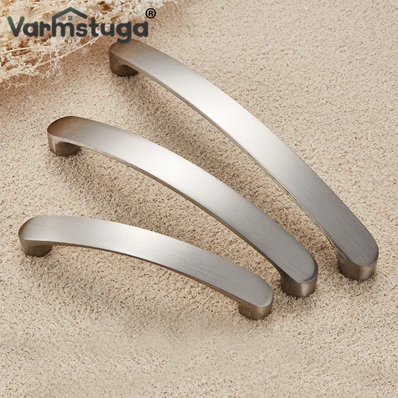 Furniture Handles VARMSTUGA Cabinet Handles Kitchen Door Handles Drawer Knobs Aluminum Alloy Wardrobe Door Brushed Modern Style