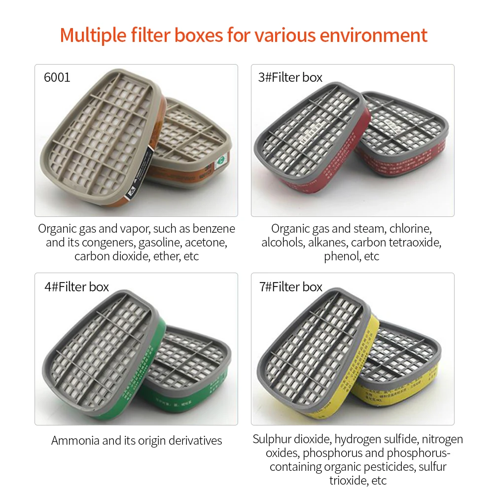 

Hot MJ-4006 Series Full Face Mask Protective Mask Cartridge Set Respirator for Protection from Chemicals Harm Spray Painting