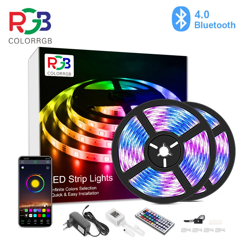 Ruban à LED,Bluetooth LED Ruban 10m 20m 5050 RGB SMD, Contrôlé par APP,Convient pour la maison, la cuisine,Pour Chambre, Bar, Fête