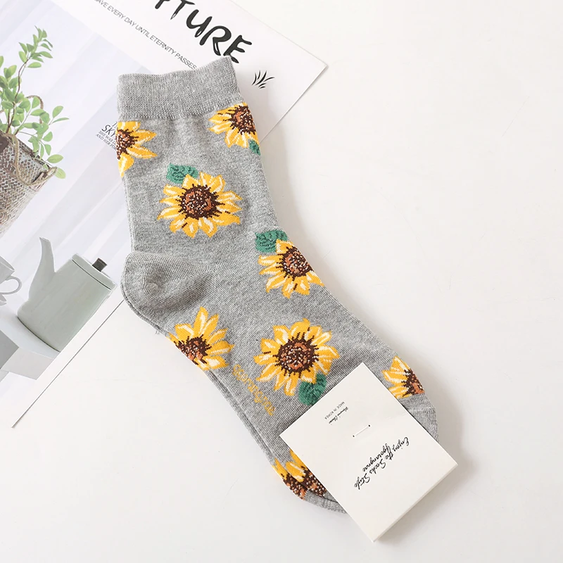 Женские короткие носки с подсолнухами, креативное искусство, Harajuk Sox, высокое качество, японские повседневные носки, забавные носки для девушек