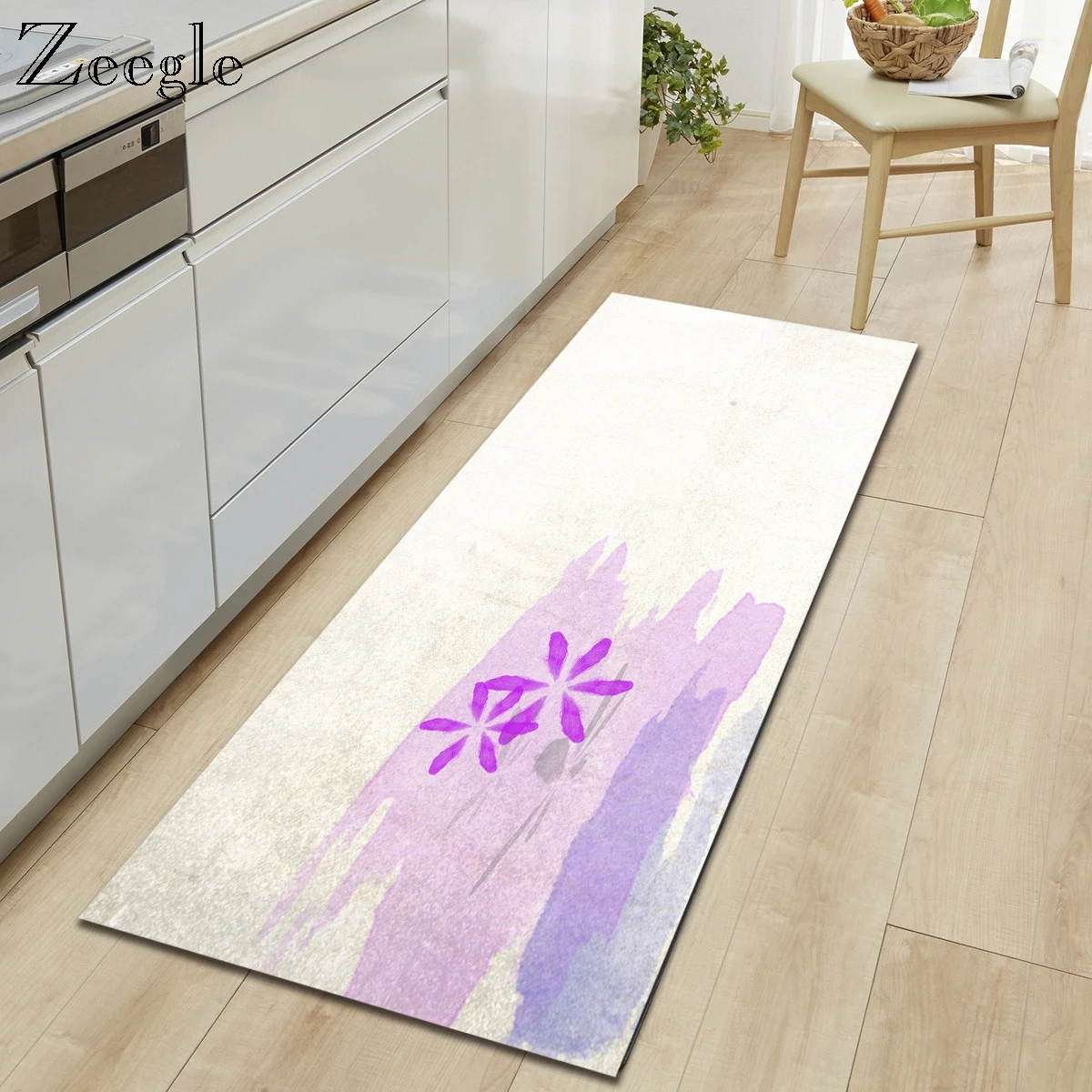 Zeegle Rectangle Kitchen Carpet Table Mat Anti-slip Bath Floor Carpet Modern Home Foot Rug Bedroom Mat Living Room Decor Mat