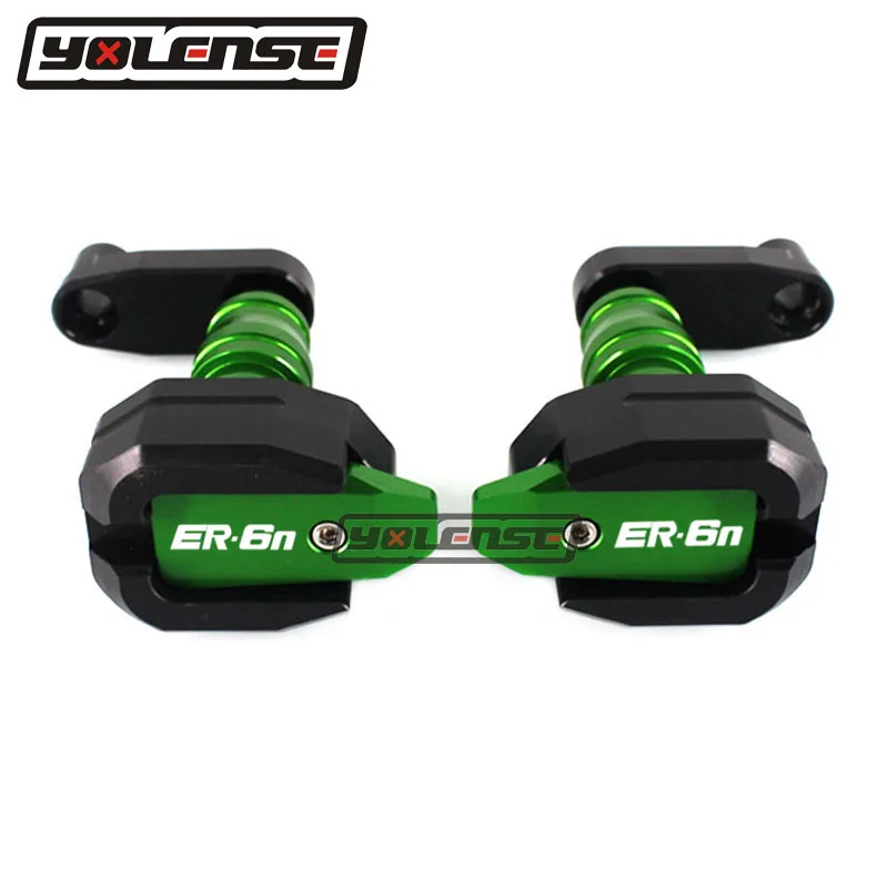 Для KAWASAKI ER-6N ER6N ER 6N 2012- мотоциклетные защита от падения Рамка слайдер обтекатель Защита Анти Краш Pad протектор - Цвет: Зеленый