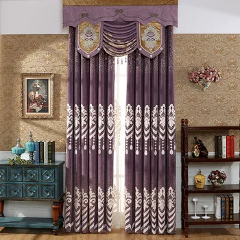 

High-end European-style Simple Modern Cashmere Embroidery Curtains for Living Room Study Bedroom Finished Curtains Custom