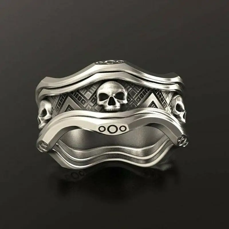 Кольцо с черепом в стиле панк мужское винтажное готическое кольцо с черепом в стиле панк s для мужчин женщин черепа, кольцо байкера модные ювелирные изделия с скелетом подарки на Хэллоуин