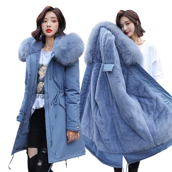

Winter Jacket Women 2019 New Embroidered Hooded Cotton Jacket Warm Velvet Thicken Women Jacket Plus Size Long Outwear Coat