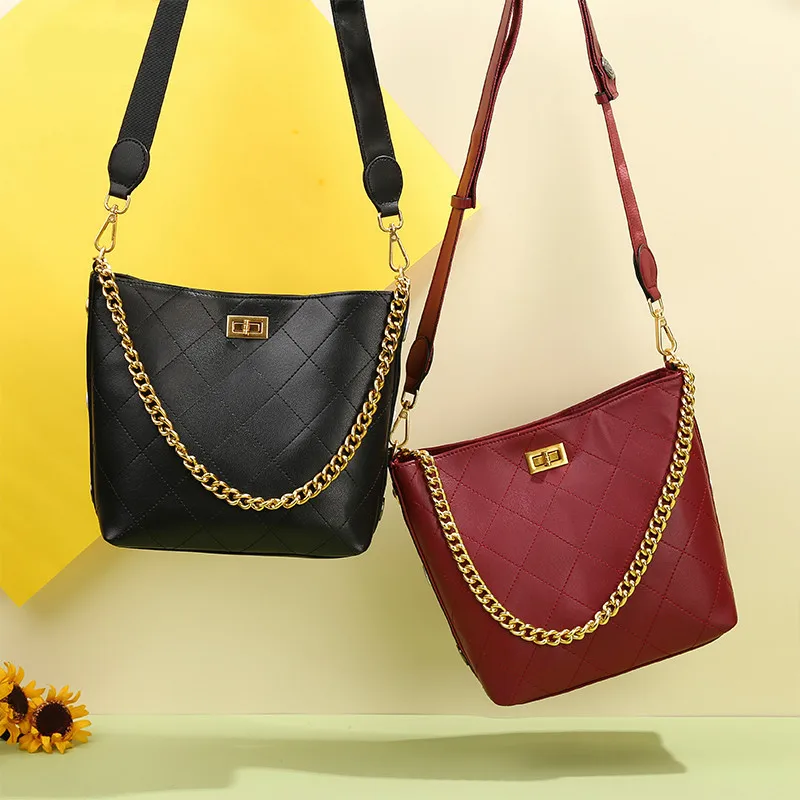 

New Leather Women Bag Shoulder Messenger Bag Fashion Bucket Bag
