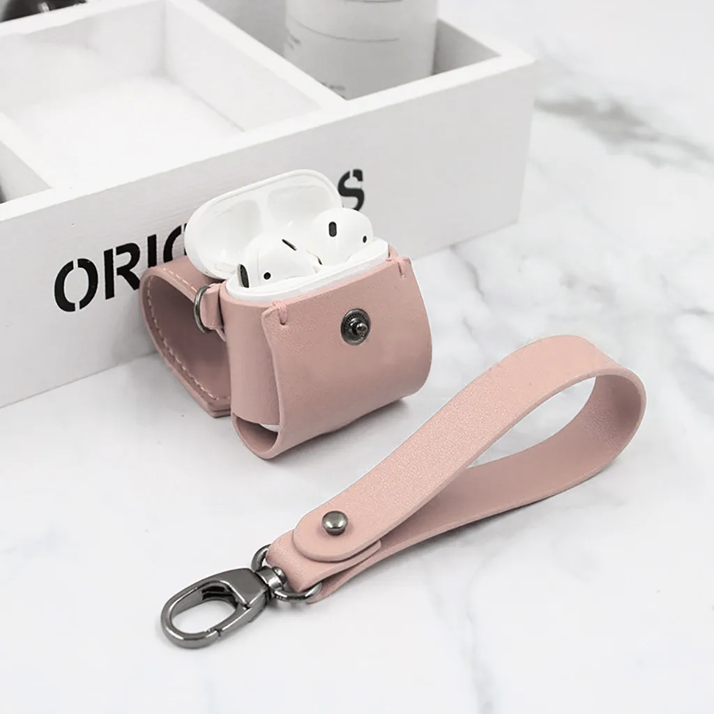 Pink Для AirPods Pro, беспроводной зарядный чехол, кожаный защитный чехол с кольцом-держателем, многоцветные, с защитой от скольжения - Цвет: Pink