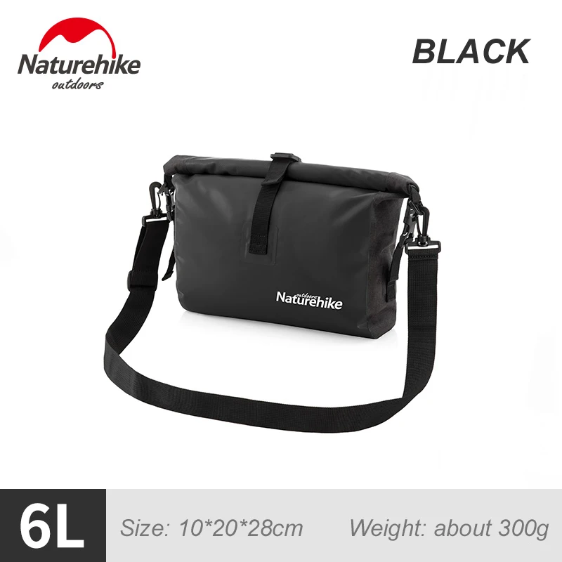 Naturehike 6L 15L водонепроницаемые сухие сумки для пляжа, хранения, посылка для влажного сухого разделения, Каякинг, Дрифтинг, Кроссбоди, дорожная сумка - Цвет: Black 6L