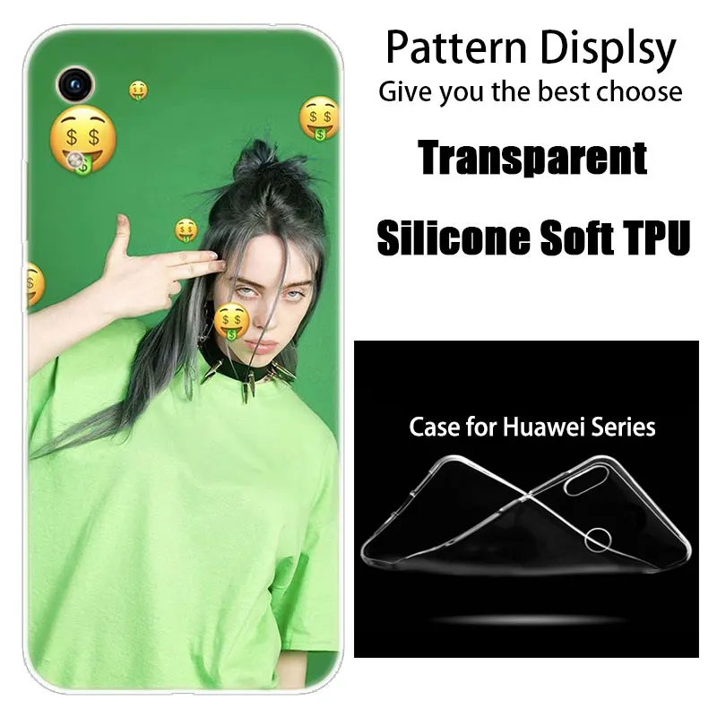 Роскошный силиконовый чехол для девочки Billie Eilish для huawei Honor 9X 8A 7A 20 Pro 7X8X7 S 8S 8 9 10 Lite View 20 20i 10i Play